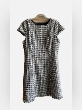 Eliza J Cap Sleeve A-Line Tweed Dress